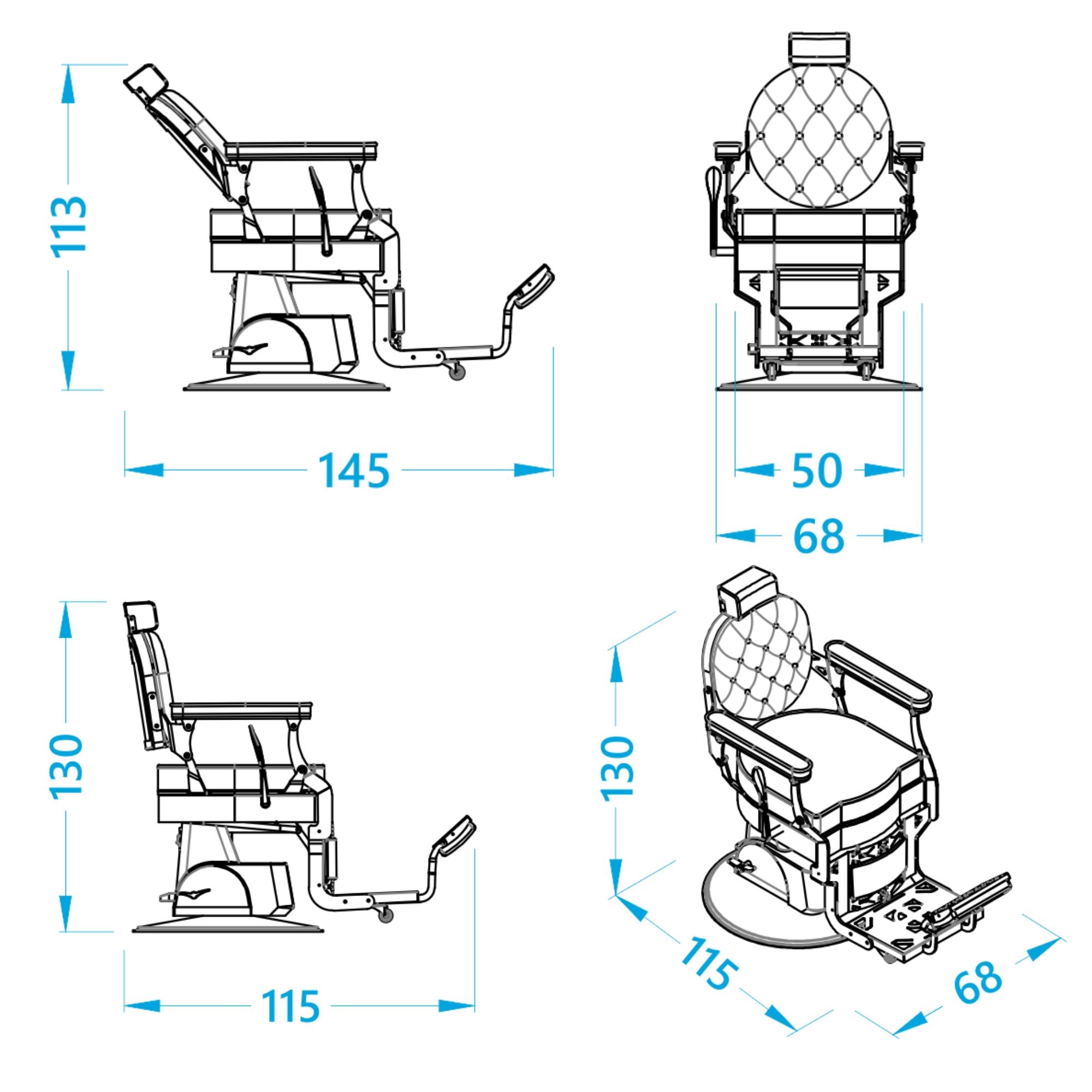 Alpeda - Ronin Classic Barber Chair (Nickel Finish)