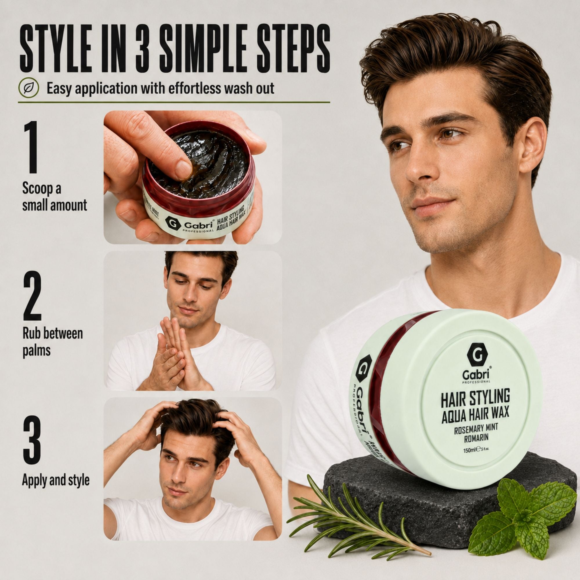 Gabri Professional - Hair Styling Aqua Wax Rosemary Mint 150ml