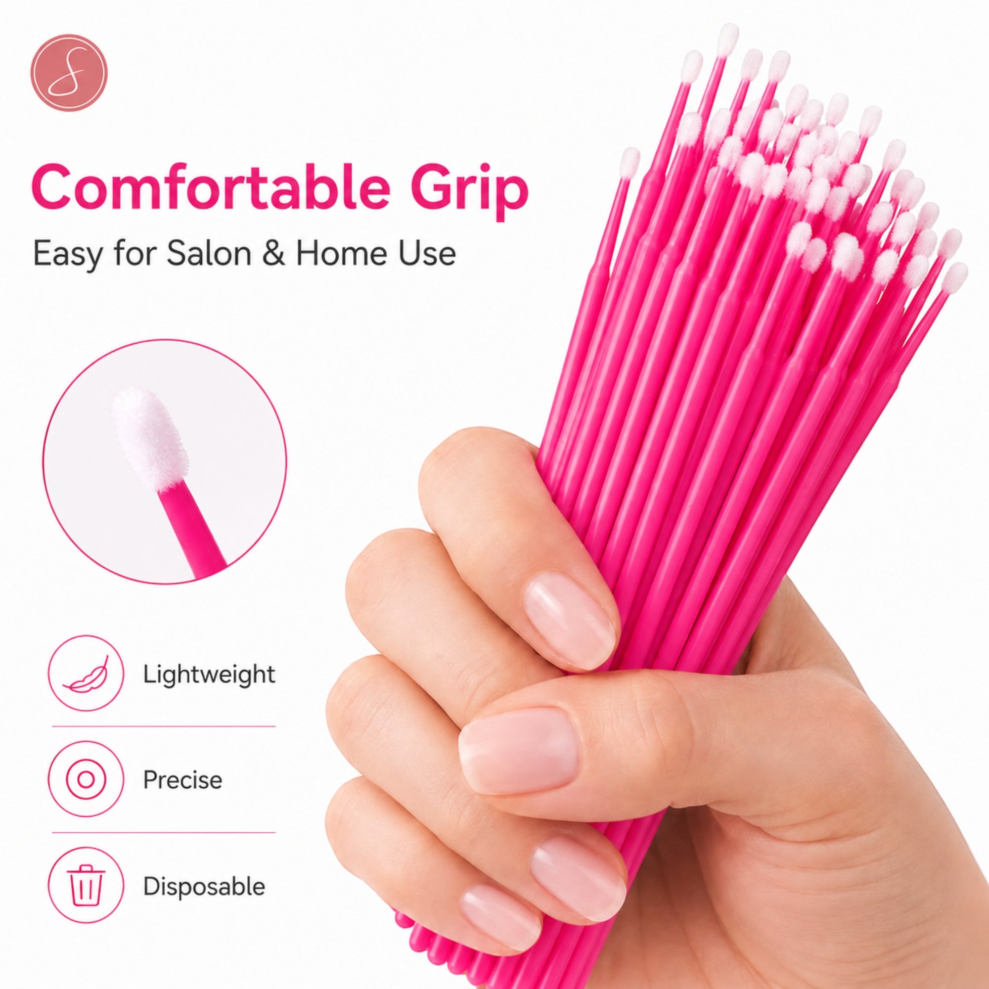SalonServe - Pink Micro Applicators (Pack of 100)