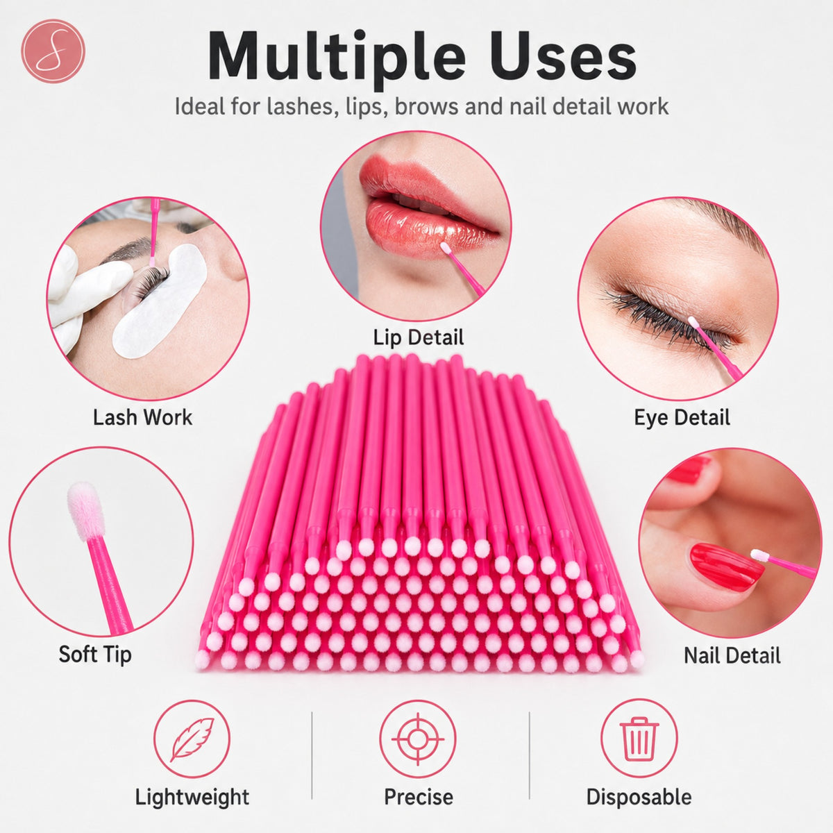 SalonServe - Pink Micro Applicators (Pack of 100)