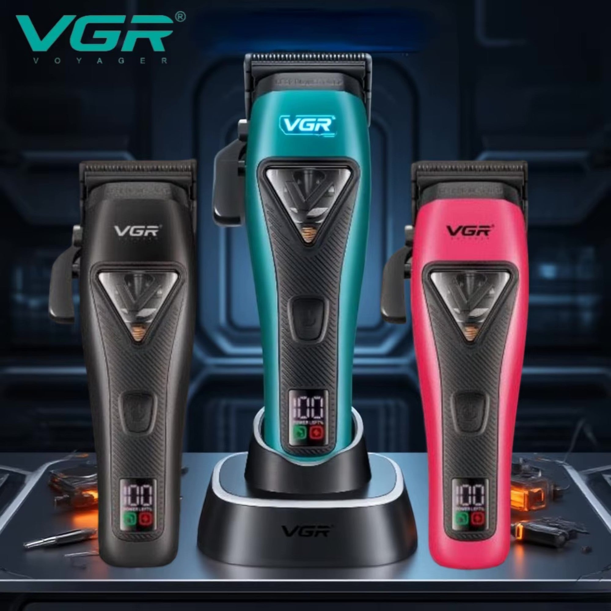 VGR - Professional Hair Clipper with 3 Interchangeable Covers (V-035C)