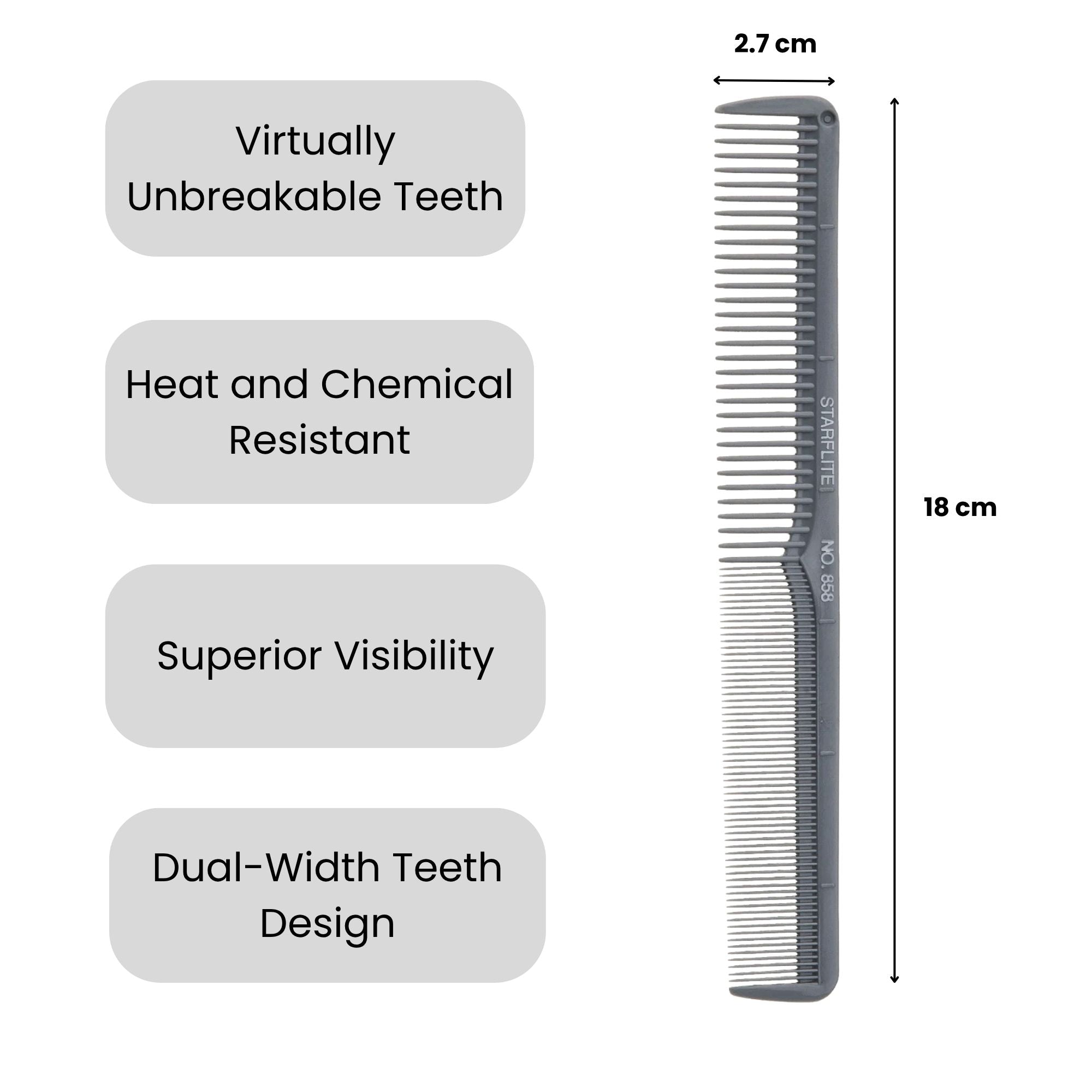 Denman - Starflite No.858 Stylist Cutting Comb 18cm