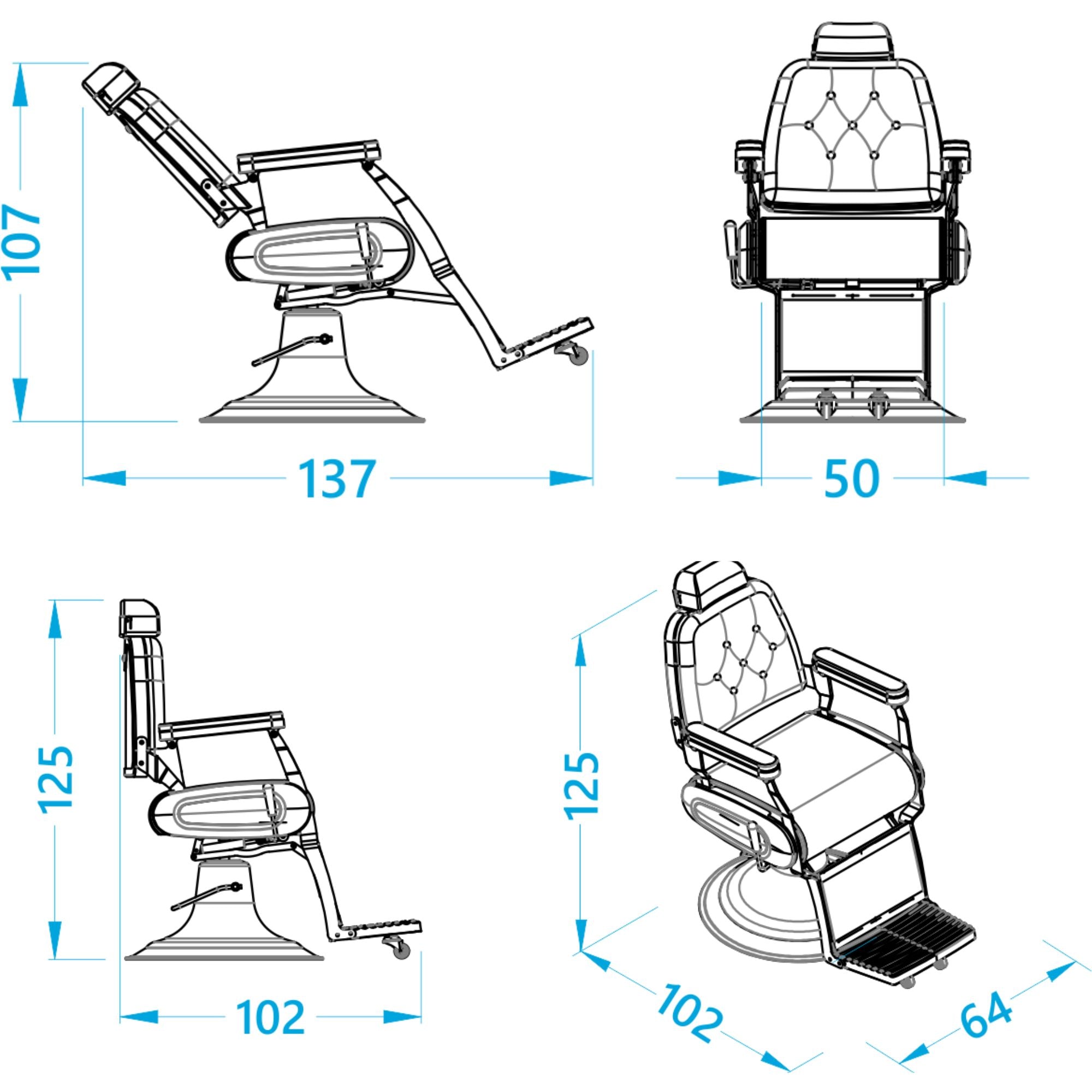 Alpeda - Spy Classic Barber Chair (Black Finish)
