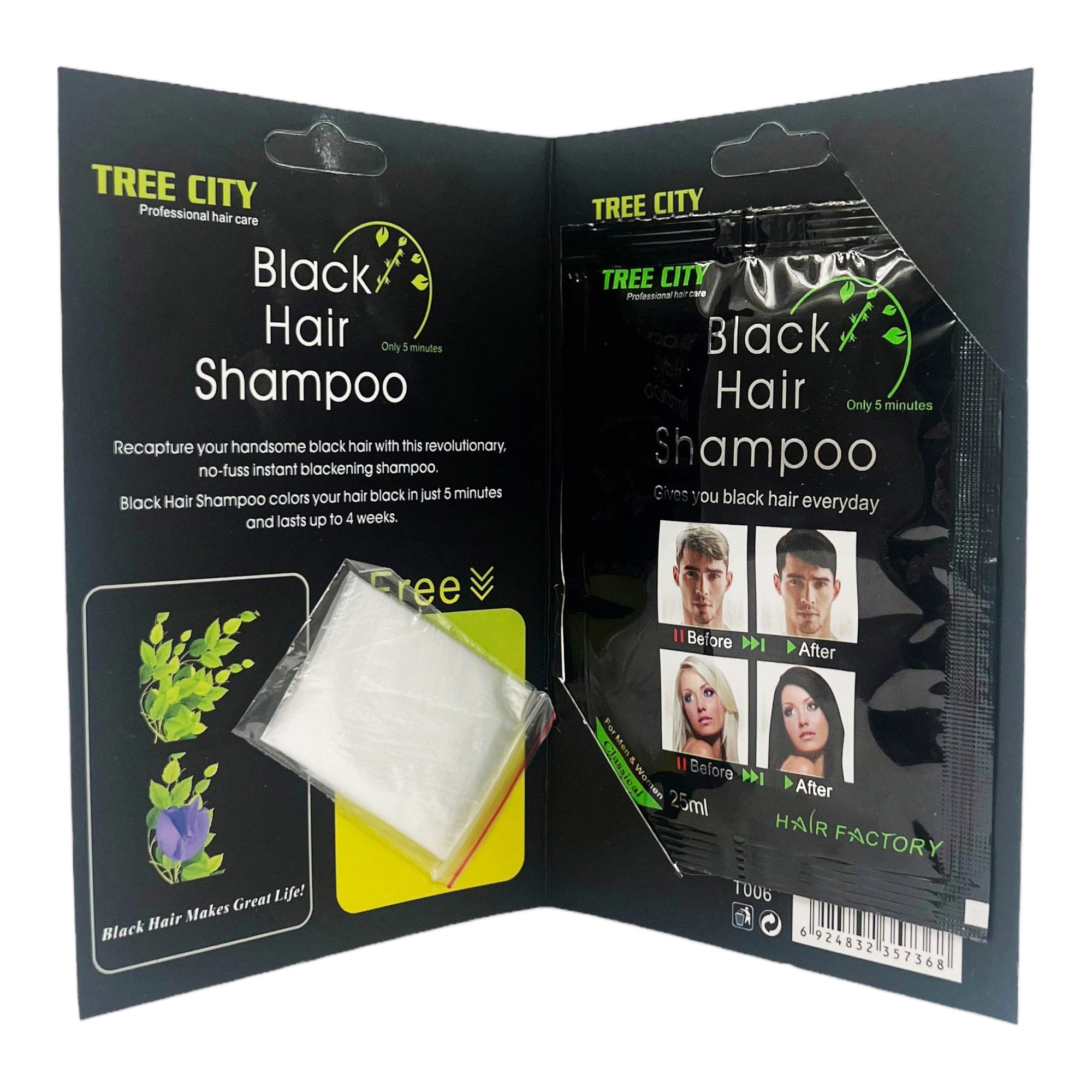 Tree City - Instant Black Hair Colour Shampoo 10pcs x 25ml