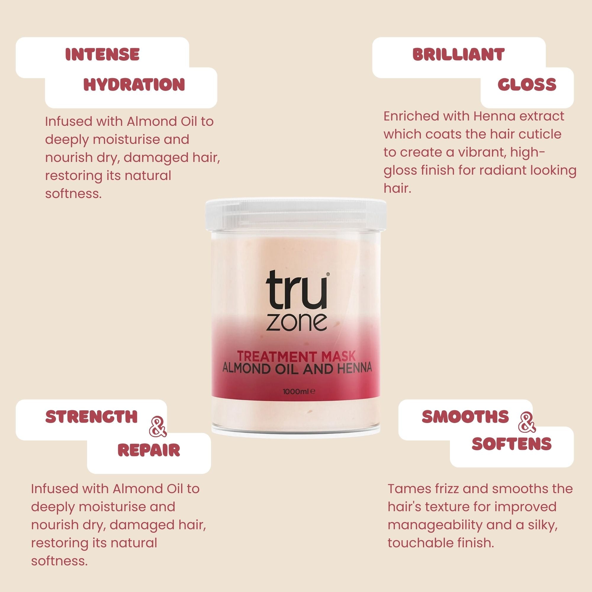 Truzone - Almond Oil & Henna Treatment Mask 1200ml