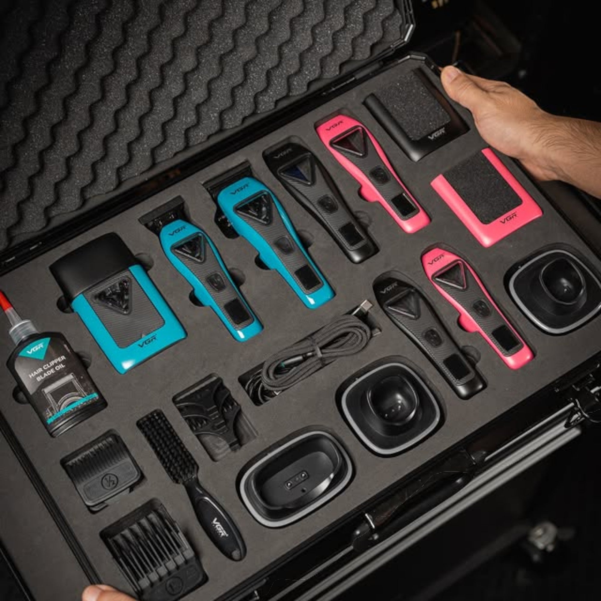 VGR - Barber Combo 3x3 - Professional Hair Clipper, Trimmer & Foil Shaver Set (V-035 S3)