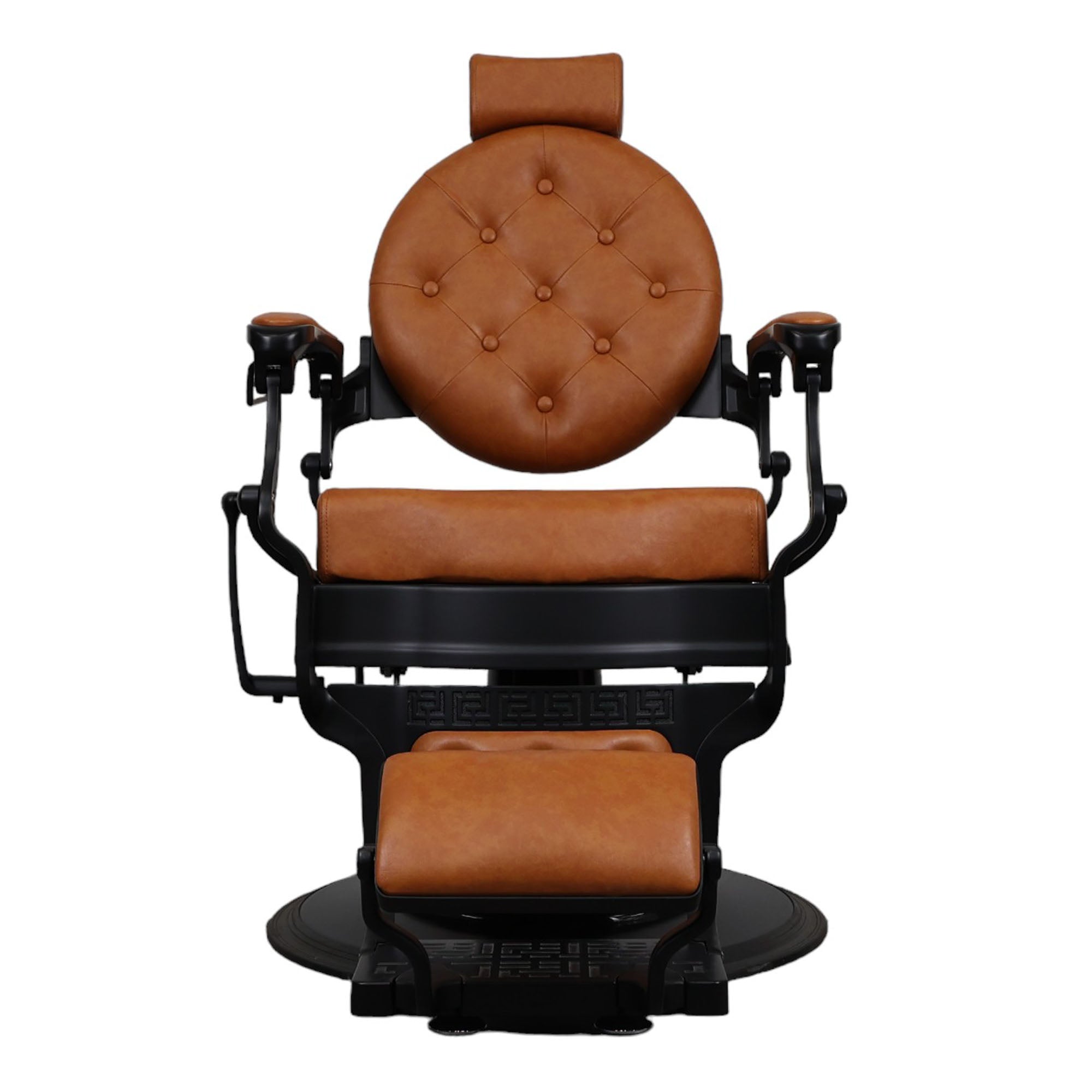 Barber Chair - Vintage Style Brown Leather with Black Accents