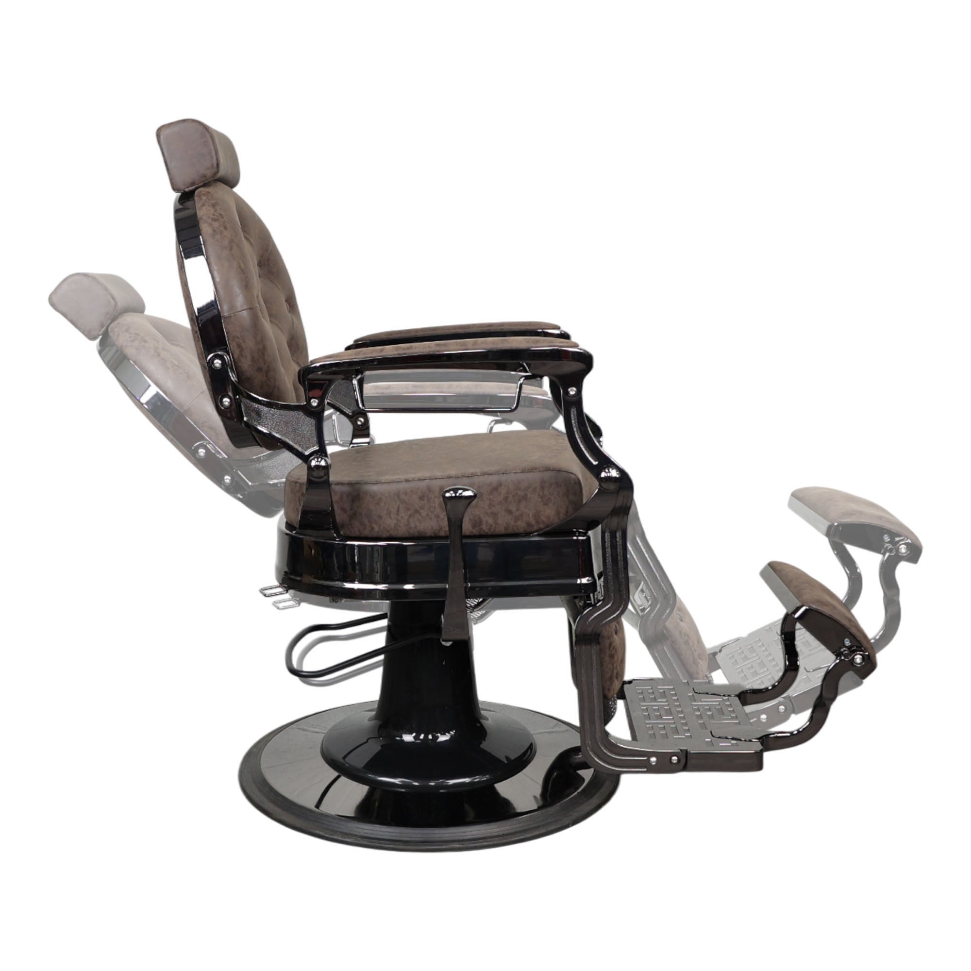 Barber Chair - Vintage Style Brown & Shiny Black Accents