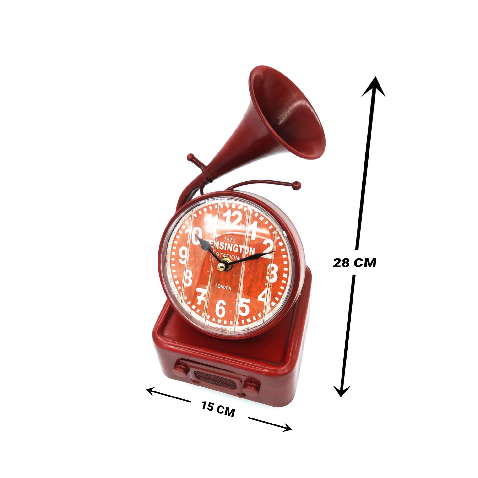 Eson - Vintage Classic Horn Alarm Clock Red 28cm