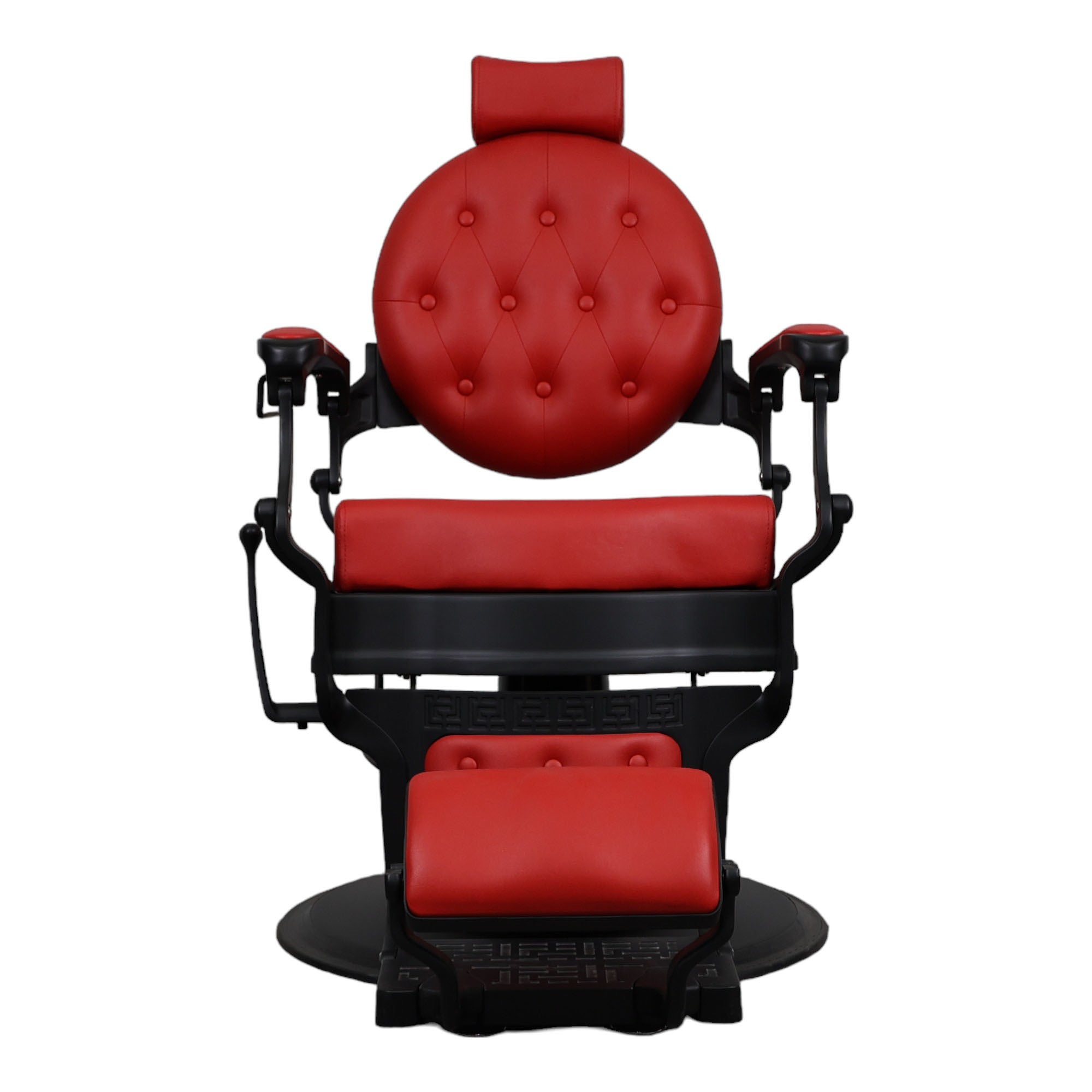Barber Chair - Vintage Style Red Leather with Black Accents