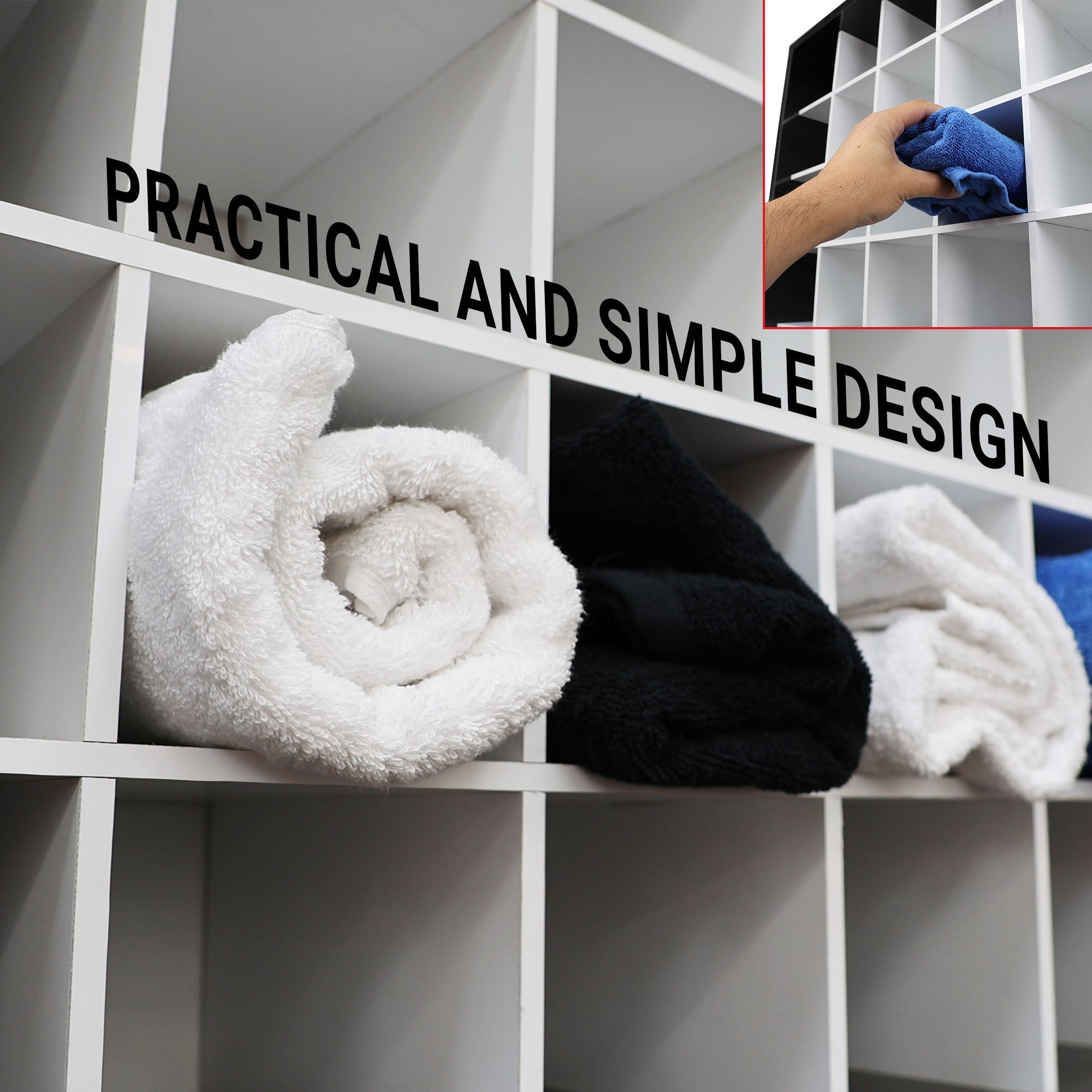 Storage Cabinet - Towel & Colour Organizer Shelf Black